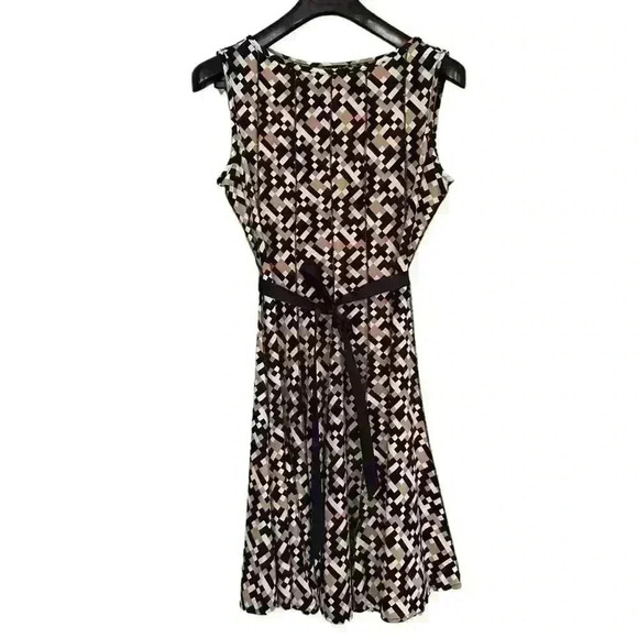 Haani Sleeveless Fit & Flare Dress Size XLP  Black White Brown Stretch Career - Picture 7 of 8